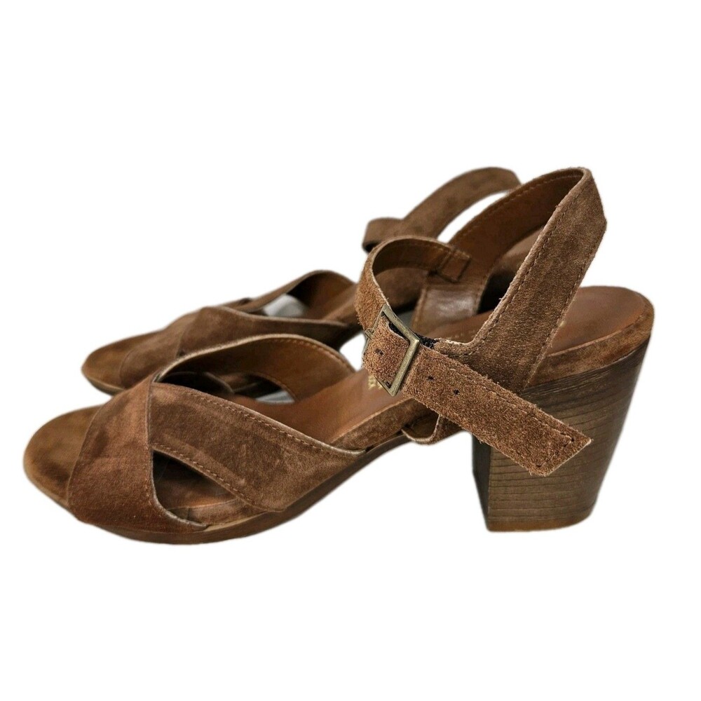 Mariella Made in Italy Brown Suede Leather Block Heel, Size 9